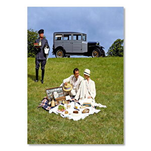 Ahşap Tablo 1927 Volvo Pv4 İle Piknik Keyfi 25x35 cm