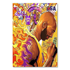 Ahşap Tablo Kobe Bryant Kara Mamba Dijital Çizim 35x50 cm
