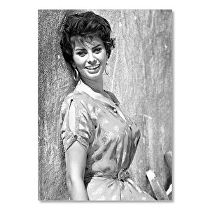 Ahşap Tablo Sophia Loren Mutlu 35x50 cm