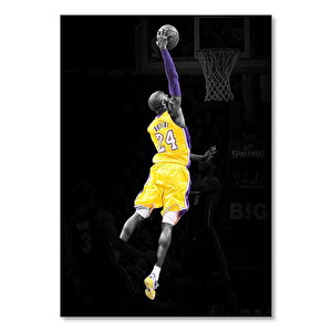 Ahşap Tablo Kobe Bryant Smaç Siyah Arkaplan İmzalı 50x70 cm