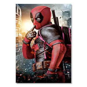Ahşap Tablo Deadpool Ve Şehir Manzarası 25x35 cm