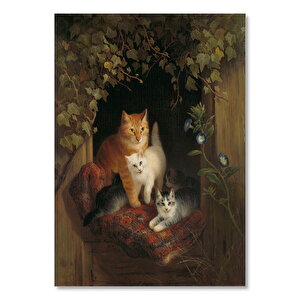 Ahşap Tablo Sarman Ve Sevimli Yavruları 35x50 cm