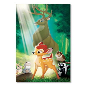 Ahşap Tablo Ormanda Bambi Ve Babası 35x50 cm