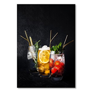 Ahşap Tablo Meyveli Frozenler Siyah Arkaplan 25x35 cm