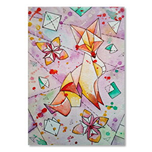 Ahşap Tablo Geometrik Katlanmış Tilki Figürü 50x70 cm
