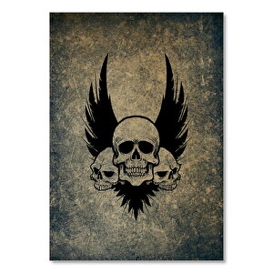 Ahşap Tablo Kurukafalar Ve Karga Tüyleri 50x70 cm