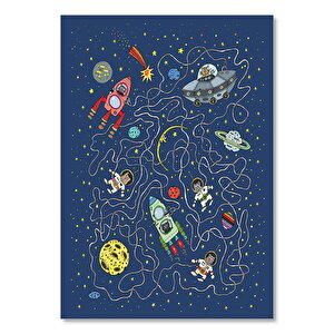 Ahşap Tablo Astronomik Kediler Ve Gökcisimleri 35x50 cm