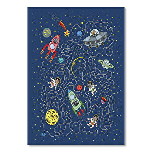 Ahşap Tablo Astronomik Kediler Ve Gökcisimleri 25x35 cm