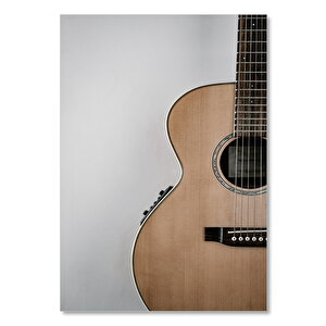 Ahşap Tablo Akustik Gitar Yarım Detay 50x70 cm
