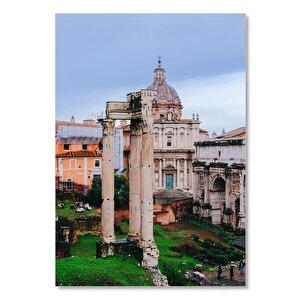 Ahşap Tablo Roma Vespasiano Tapınağı 35x50 cm