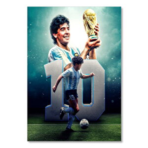 Ahşap Tablo Diego Maradona 1986 Dünya Kupası 50x70 cm
