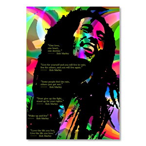 Ahşap Tablo Bob Marley Ve Özlü Sözleri 50x70 cm