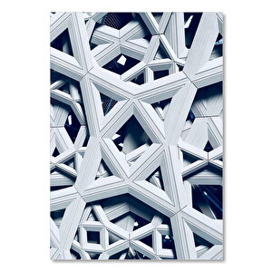 Ahşap Tablo Üçgen Ve Dörtgen Desenli Beyaz Yapı 35x50 cm