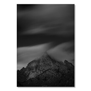 Ahşap Tablo Çıplak Yalçın Dağ Ve Puslu Gökyüzü 50x70 cm