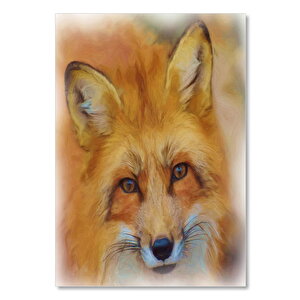 Ahşap Tablo Sevimli Kahverengi Tilki Çizim 50x70 cm