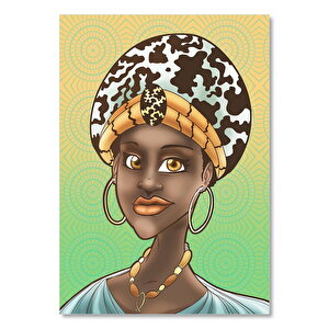 Ahşap Tablo Otantik Başlığıyla Afrikalı Kadın 35x50 cm