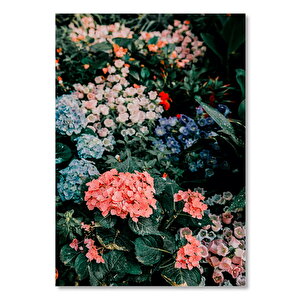 Ahşap Tablo Rengarenk Çiçekler Ve Yaprakları 25x35 cm
