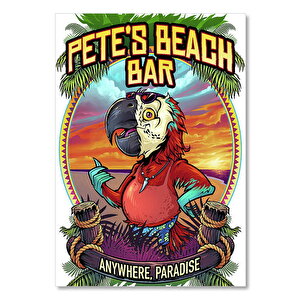 Ahşap Tablo Pete Beach Bar Papağan 25x35 cm