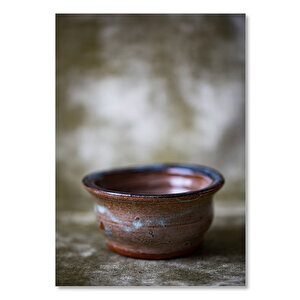 Ahşap Tablo Küçük Kırmızı Toprak Kap 25x35 cm