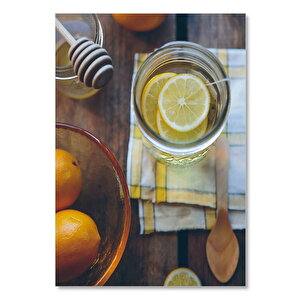 Ahşap Tablo Ballı Limonlu Çay 35x50 cm