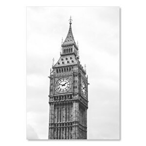 Ahşap Tablo Londra Big Ben Saat Kulesi Siyah Beyaz 25x35 cm