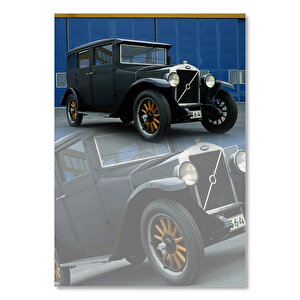 Ahşap Tablo 1927 Volvo Pv4 Mavi Zemin Fotoğrafı 50x70 cm