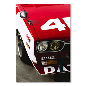 Ahşap Tablo Modifiyeli Kırmızı Araba Far Detayı 35x50 cm