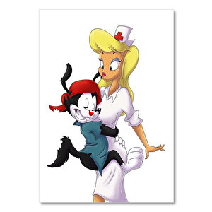 Ahşap Tablo Animaniacs Ve Çekici Hemşire 50x70 cm