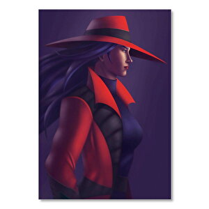 Ahşap Tablo Carmen Sandiego Portre Karanlık Mod 50x70 cm