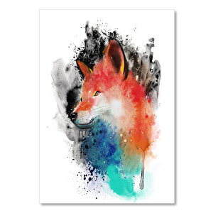 Ahşap Tablo Tilki Modern Çizgiler Ve Püskürtme 25x35 cm
