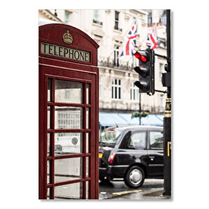 Ahşap Tablo Londra Nostaljik Telefon Kulübesi 50x70 cm