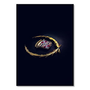 Ahşap Tablo Siyah Zemin Cadillac Logo 50x70 cm