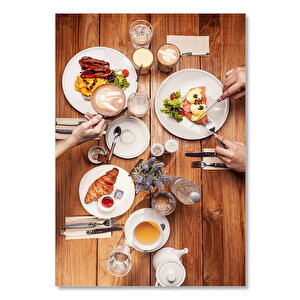 Ahşap Tablo Kahvaltı Masası Ve Latteler 25x35 cm