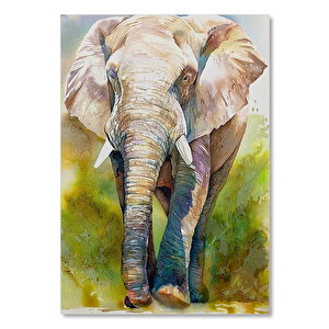 Ahşap Tablo Kahverengi Fil Suluboya Çizim 25x35 cm