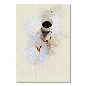 Ahşap Tablo Fincanda Kahve Suluboya 25x35 cm