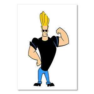 Ahşap Tablo Johnny Bravo Beyaz Arkaplan 50x70 cm