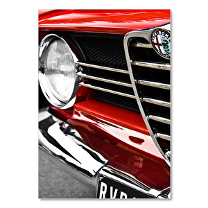 Ahşap Tablo Kırmızı Alfa Romeo Ön Detay