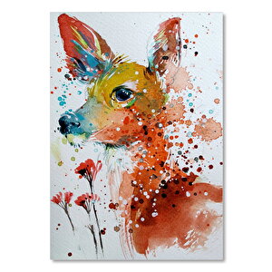 Ahşap Tablo Sevimli Karaca Suluboya Çizim 35x50 cm