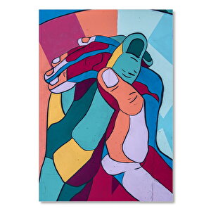 Ahşap Tablo Birleşen Eller Rengarenk 50x70 cm