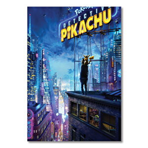 Ahşap Tablo Detective Pikachu Çatıda 35x50 cm