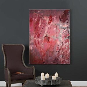 Soyut Kırmızı - Yağlı Boya Dokulu Tablo Çerçevesiz 100x150 cm