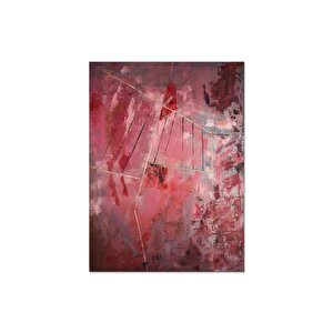 Soyut Kırmızı - Yağlı Boya Dokulu Tablo Çerçevesiz 100x150 cm