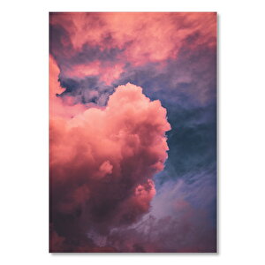 Ahşap Tablo Gökyüzünde Pembe Beyaz Bulutlar 35x50 cm