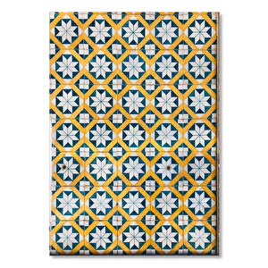 Ahşap Tablo Sarı Siyah Geometrik Desenli Karolar 25x35 cm