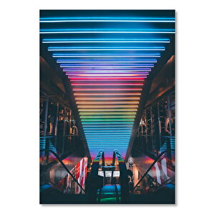 Ahşap Tablo Alışveriş Merkezi Yürüyen Merdivenler Renkli Tavan 25x35 cm