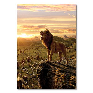 Ahşap Tablo Aslan Kral Simba Gündoğumu 50x70 cm