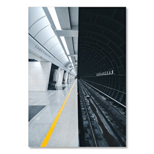 Ahşap Tablo Modern İstasyon Ve Nostaljik Raylar 25x35 cm