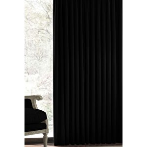 Kadife Görünümlü Fon Perde Siyah 100x250 cm