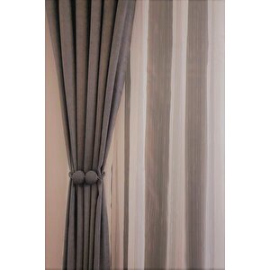 Kadife Görünümlü Fon Perde Antrasit 200x260 cm