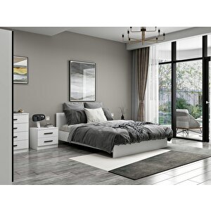 Kale190 Yatak Odası Set 87 Beyaz Cam Kapak 190 cm